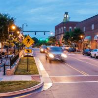 Downtown Statesville, NC, in the early evening. Photo courtesy Geoff Wood