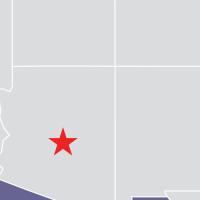 Location of Mesa, Arizona, in Arizona, marked by a star, on a map of the southwestern United States