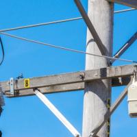 Power line with transformers.