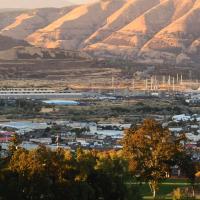 An aerial view of the Dalles, Oregon and the surrounding mountains. Photo courtesy Jeff Teel, Northern Wasco County PUD