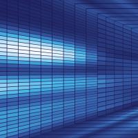 Image of a digital hallway lighted by a blue-white gradient
