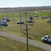 Aerial view of overhead line training at Kansas Municipal Utilities