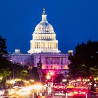 US capitol at night