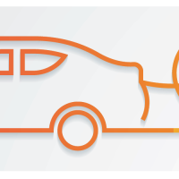 outline of car and letters EV