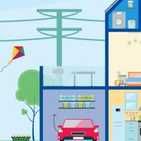 illustration of house with potential electrical hazards