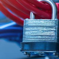 padlock on ethernet cables