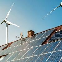 solar panels, wind turbines