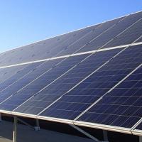 Solar panels and wind turbine