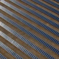 Aerial view of solar array near Loveland, CO