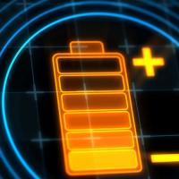 orange icon of a battery displaying its charge level