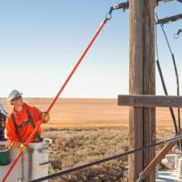 Grant COunty PUD crew at work. Photo by J. Craig Sweat 