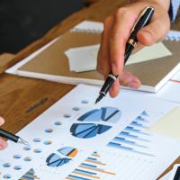 Accountants reviewing financial projections