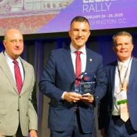 APPA President & CEO Scott Corwin, Rep. Rudy Yakym (R-IN), and Indiana Municipal Power Agency President & CEO Jack Alvey