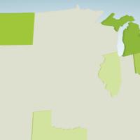 US map with deregulated states highlighted in green