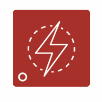 three icons representing charts and electricity