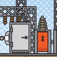 electrical substation on a blue background