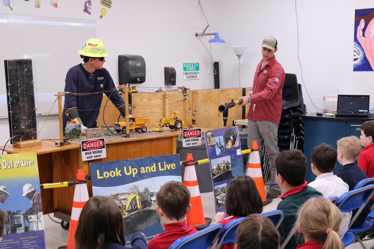 Safety demonstration by Ft Collins Utilities crew members