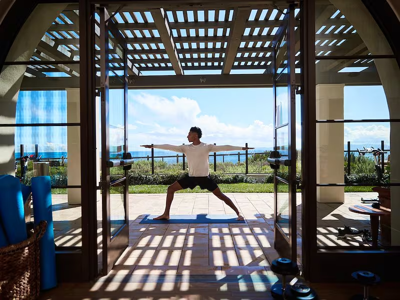 Person stretching (Terranea Resort)