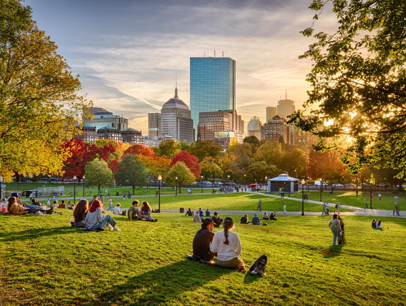 Boston commons sunset