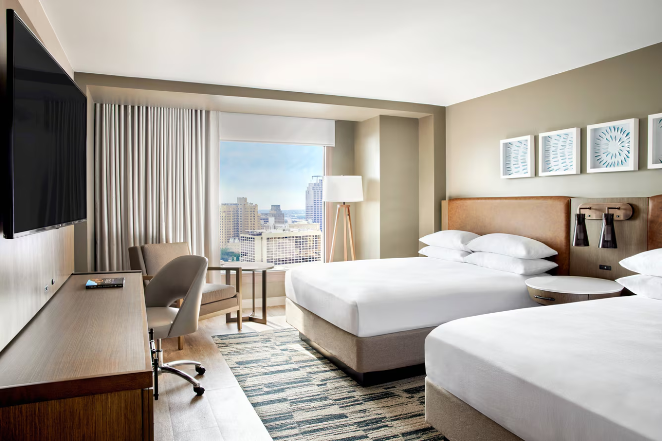 Marriott San Antonio River Walk guest room with two queen beds