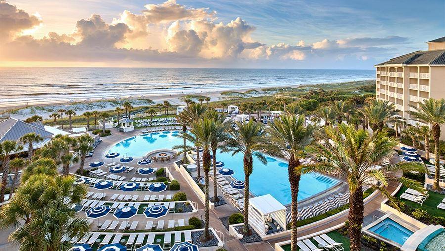 Aerial view of Omni Amelia Island's beachfront pool