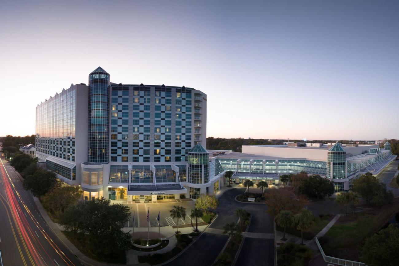 Sheraton Myrtle Beach exterior at night