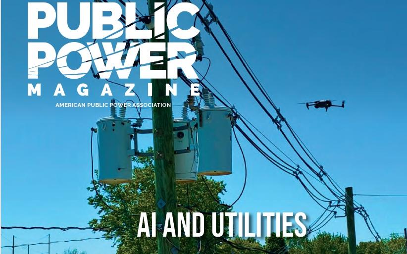A drone flies over electric distribution lines in Coldwater, Michigan