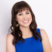 Photo of speaker Brittany Hodak wearing a blue shirt