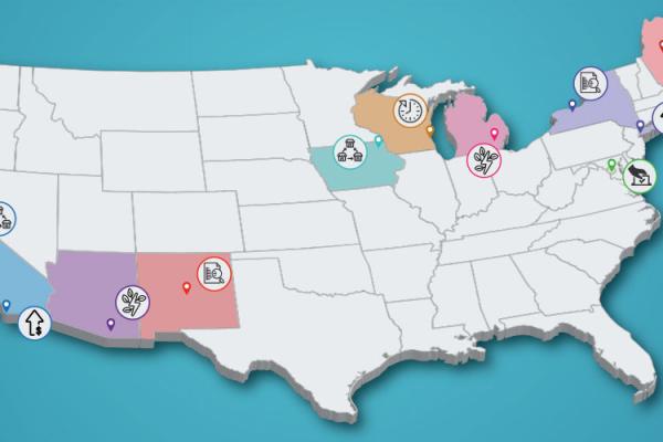 U.S. map with areas considering municipalization highlighted
