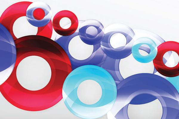 red and blue circles