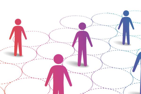 outlines of people in a pattern of circles