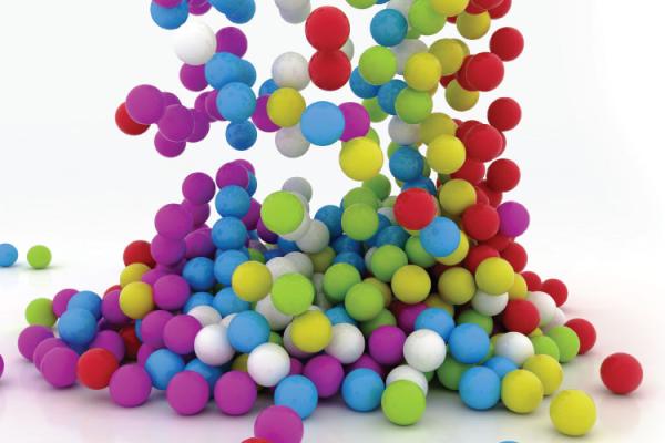 Cascade of colorful balls