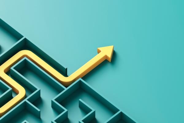 Yellow line tracing a path through a teal maze