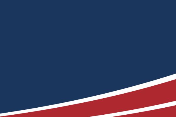 navy blue banner with red swoops