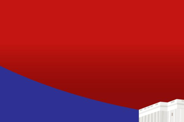 Capitol building on red and blue background