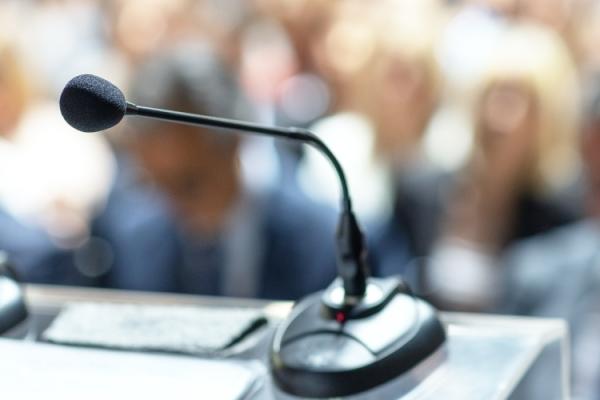 Microphone on a podium