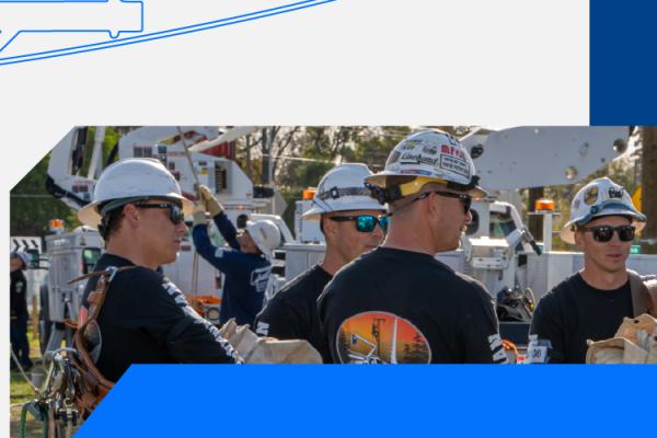 Line drawing of lineworker on utility pole