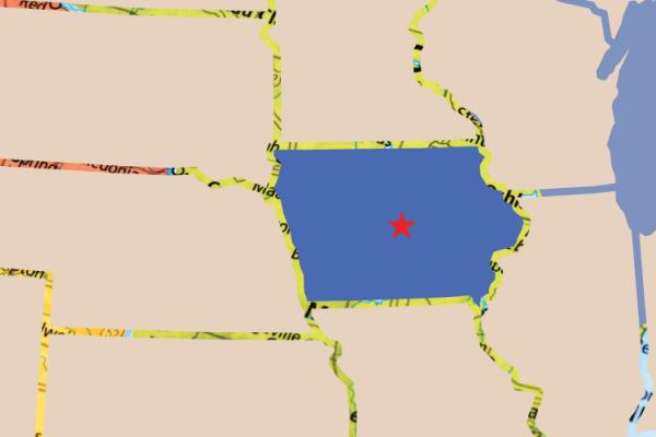 Map with Ames, Iowa
