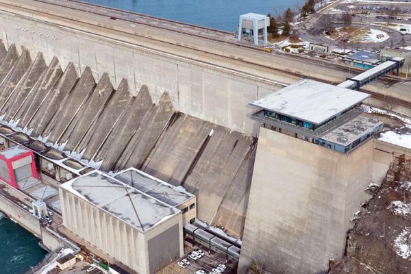The New York Power Authority's Robert Moses Dam in winter