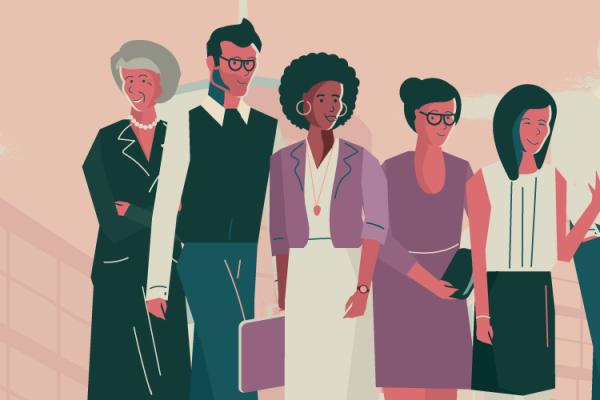 A diverse workforce at dusk