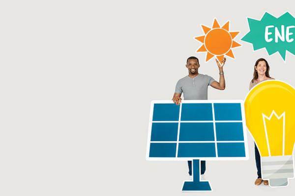 People holding renewable icons