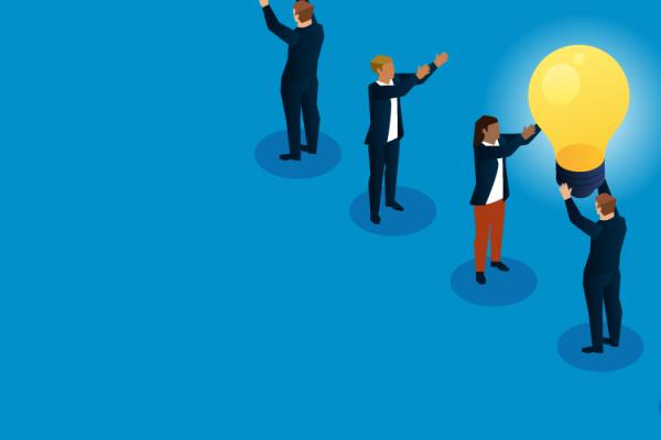 People passing lightbulbs