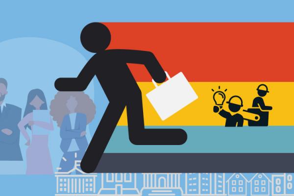 Person running with a briefcase