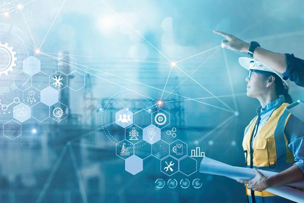 utility workers and energy icons