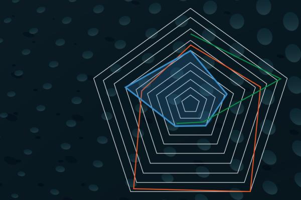 comparative plot chart with blue area filled in