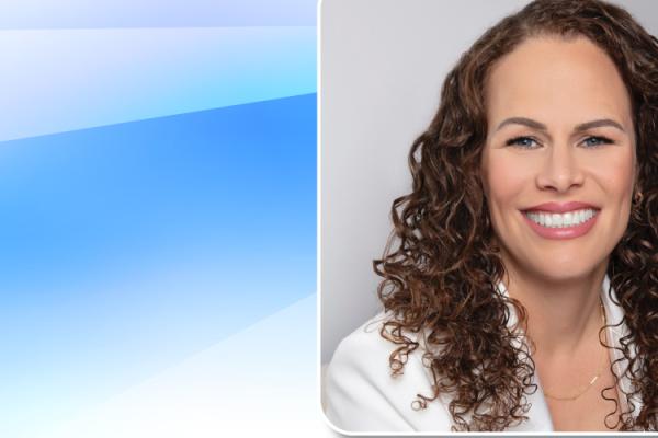 Janisse Quinones headshot over angular blue background