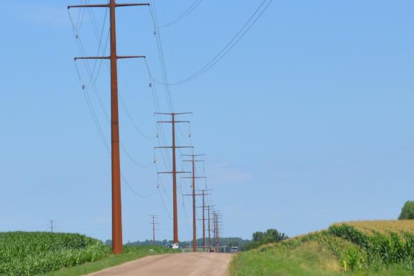 Newly installed Missouri River Energy Services transmission lines