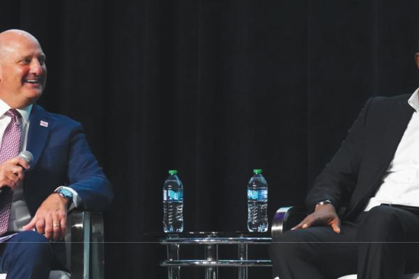 Scott Corwin and Lincoln Electric System CEO Emeka Anyanwu at APPA's 2026 National Conference in Boston.