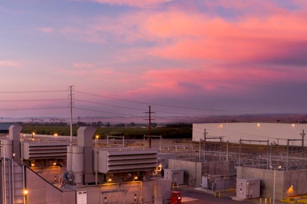 Turlock Irrigation District's Almond 2 power plant at dusk