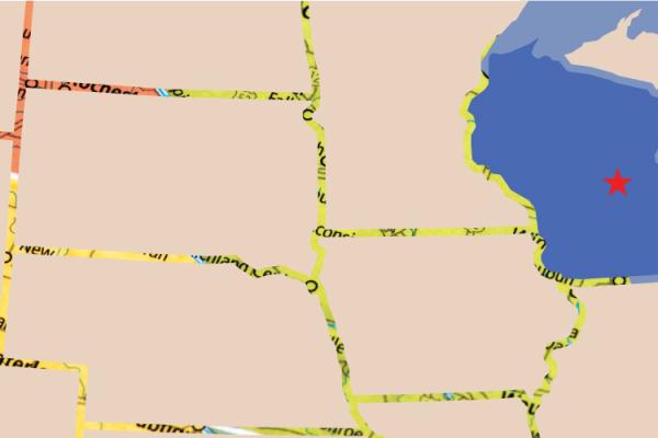 Waupun, Wisconsin on a map